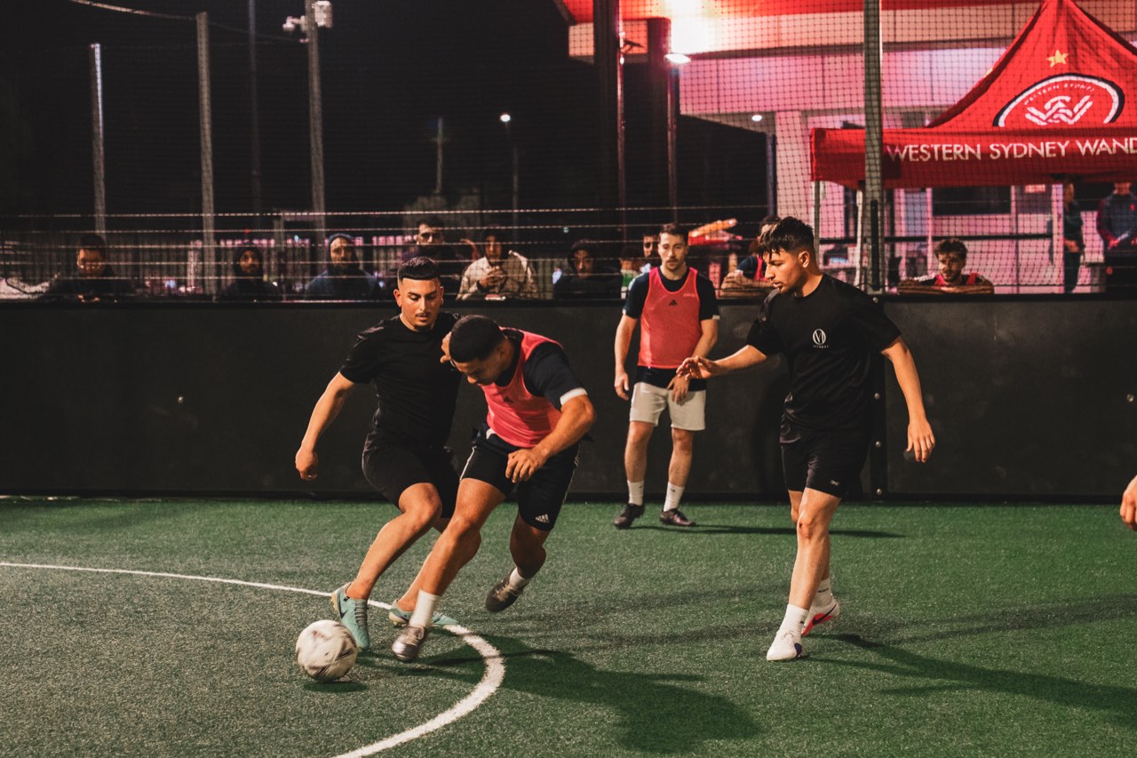 Five-a-side game under lights