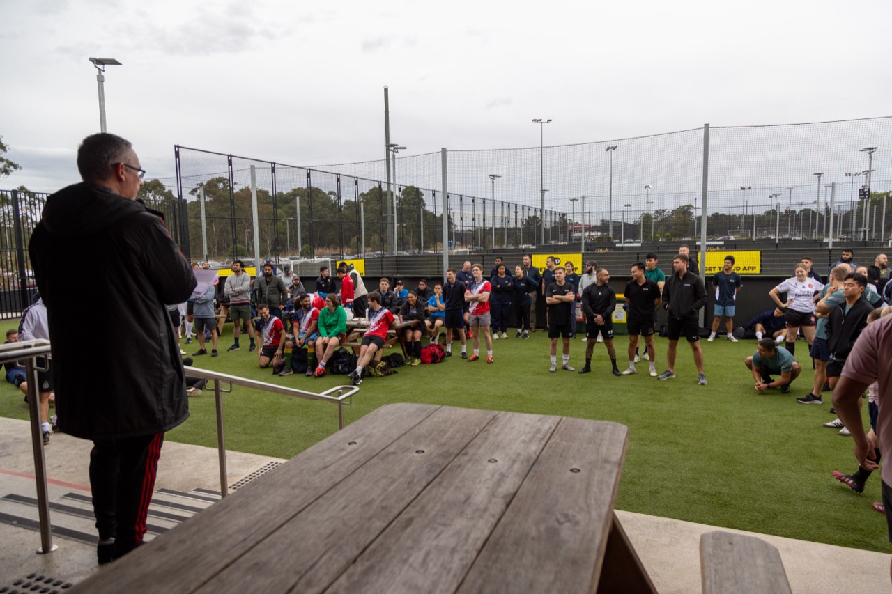Charity match, crowd and banners